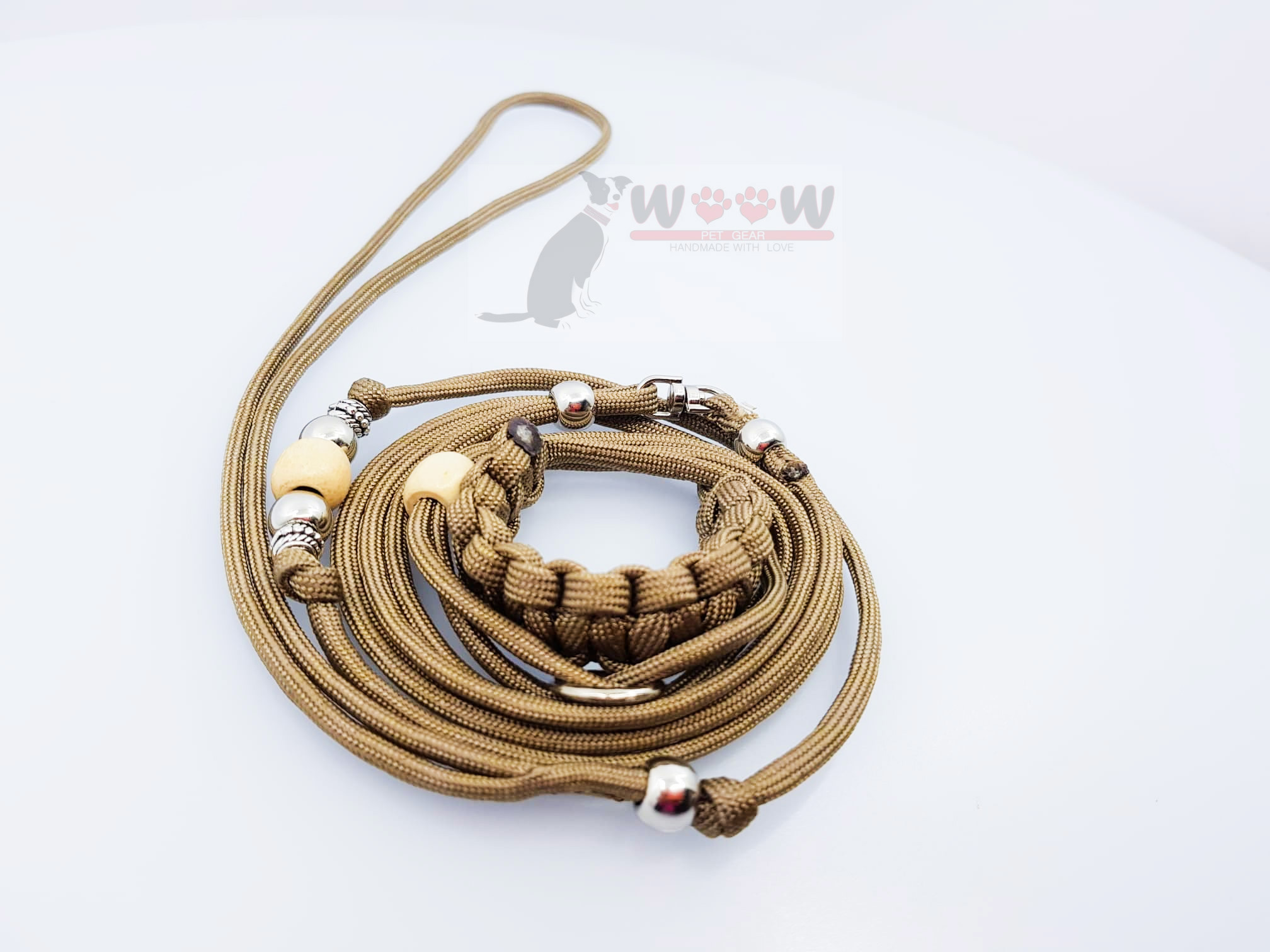 WOOW PET GEAR TAUPE Paracord izložbeni povodac