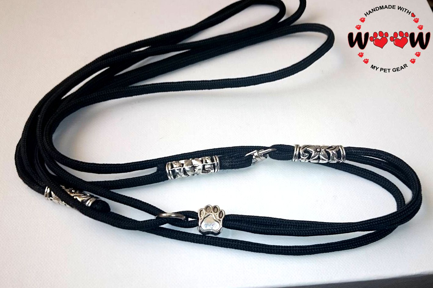 WOOW PET GEAR BLACK - Paracord izložbeni povodac