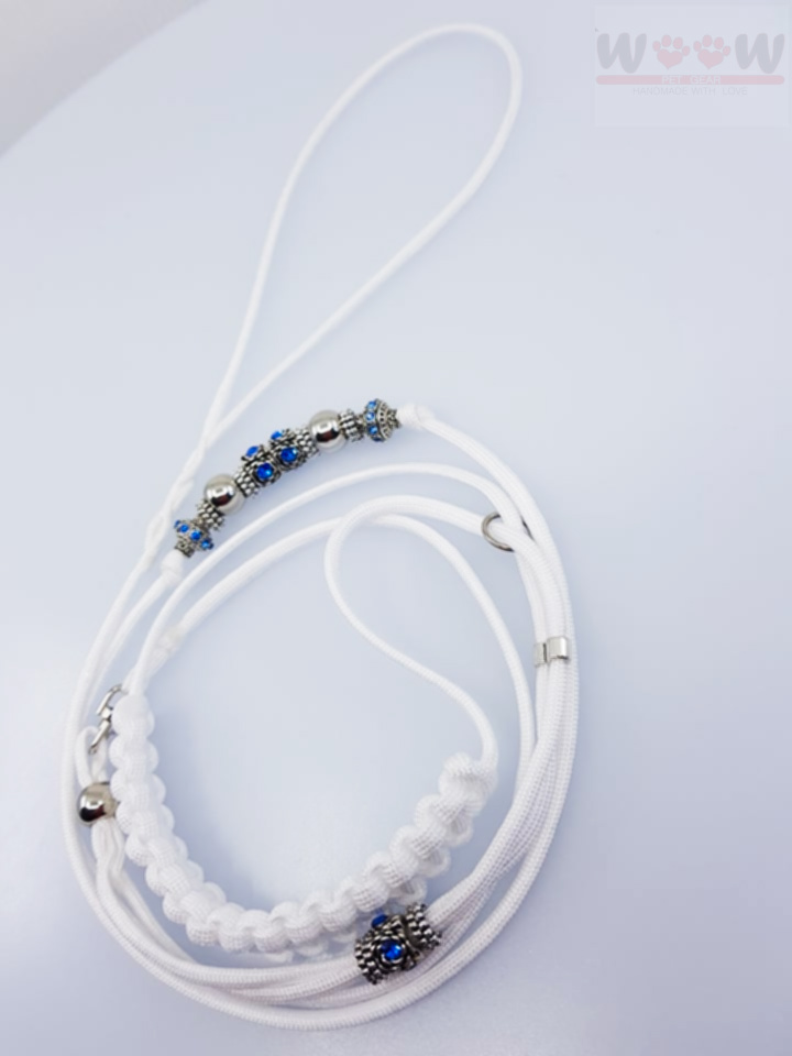 WOOW PET GEAR WHITE Paracord izložbeni povodac