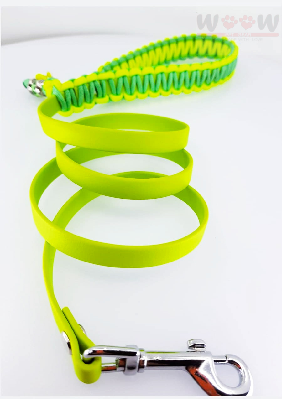 Fluo Green - BioThane & Paracord povodac
