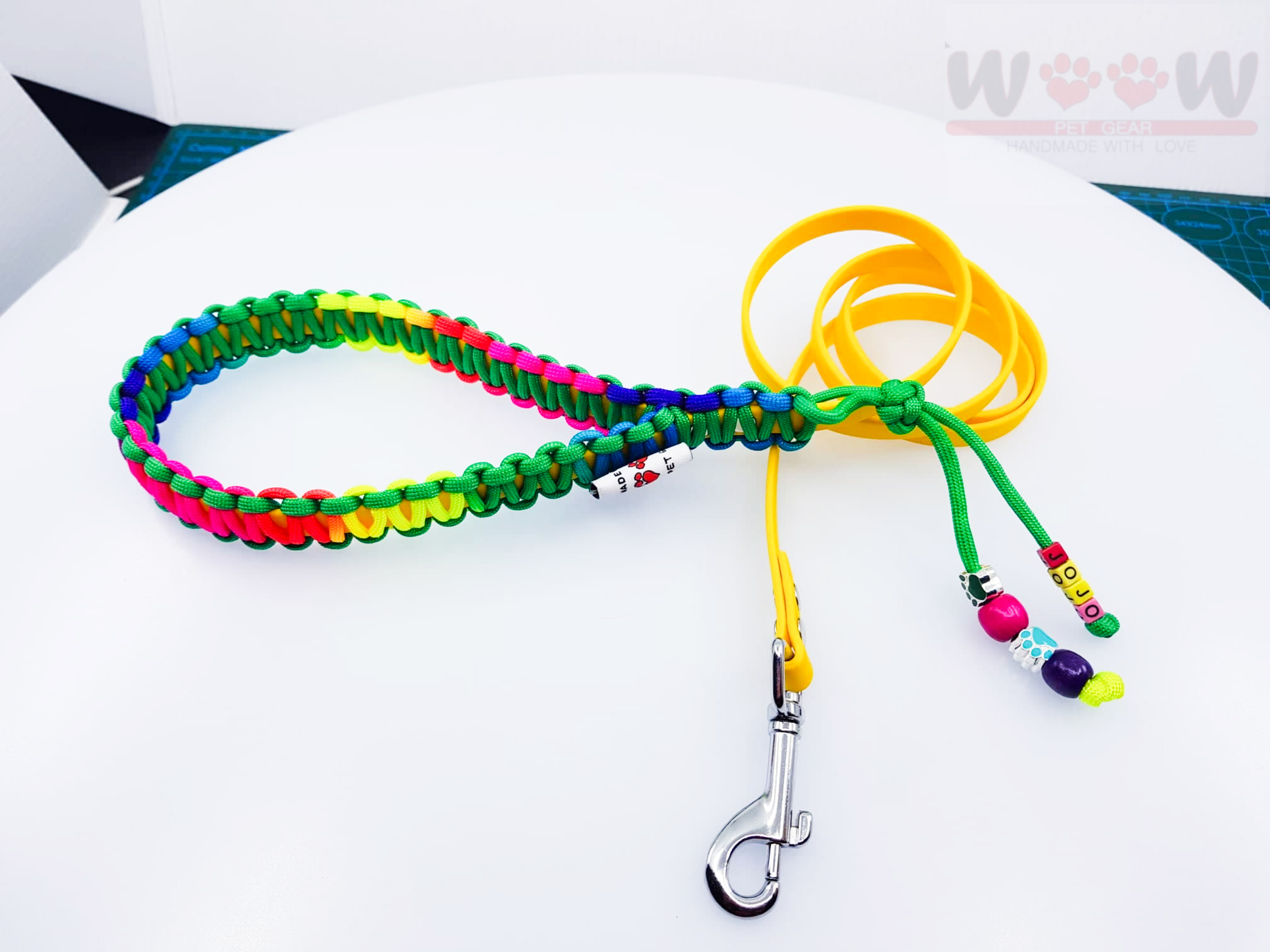 Rain Green - BioThane & Paracord povodac